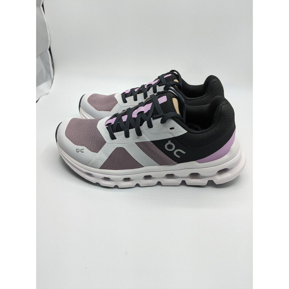 On Women's Cloudrunner Sneakers, Heron/Black, 6 Medium US